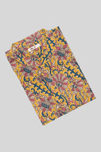 Close up blouse image of Mustard Pure Cotton kalamkari Print Mens Kurta