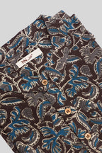 Detailed shot of Coffee Brown Pure Cotton Printed Mens Kurta