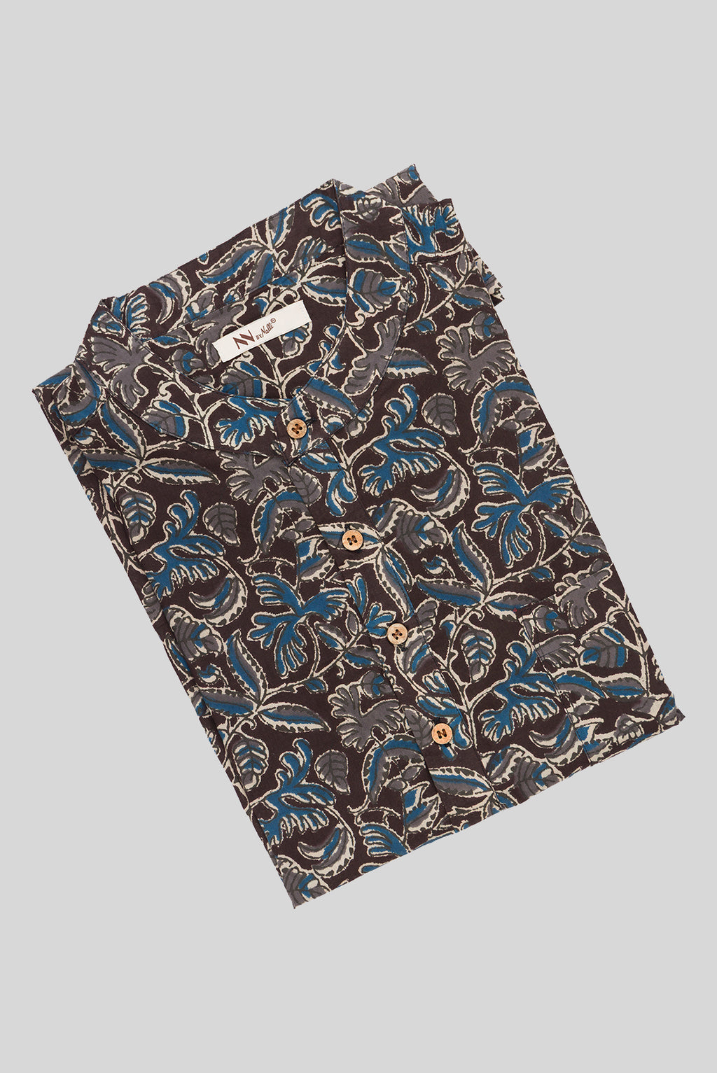 Close up blouse image of Coffee Brown Pure Cotton Printed Mens Kurta