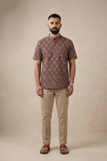 Black Pure Cotton Printed Mens Kurta