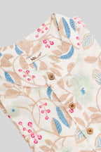 Detailed shot of Sandal Pure Cotton Printed Mens Kurta