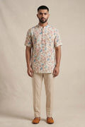 Sandal Pure Cotton Printed Mens Kurta
