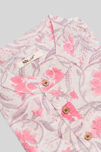 Detailed shot of Beige Pure Cotton Printed Mens Kurta