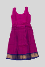 Skirt Image of Mehandi Green Readymade Cotton Pavadai Set with Zari Butta on the body and Zari Border