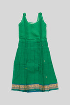 Skirt Image of Mehandi Green Readymade Cotton Pavadai Set with Zari Butta on the body and Thread Border