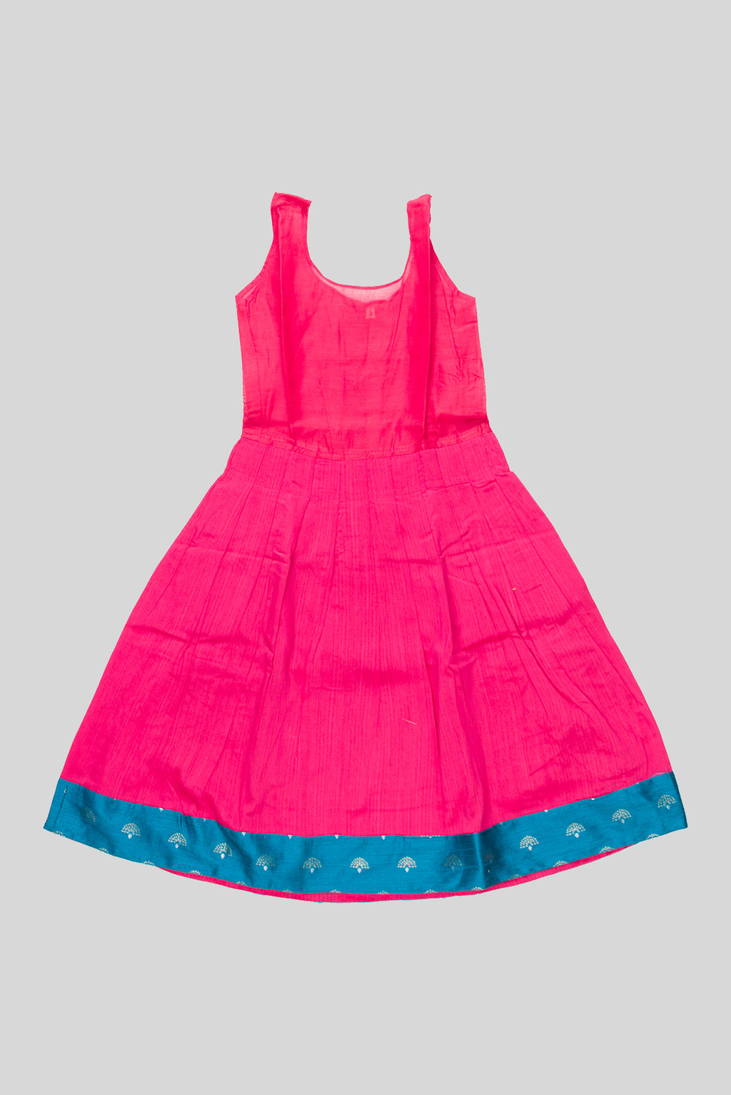 Skirt Image of Pink Readymade Cotton Pavadai Set with Zari Butta on the body and Fancy Border