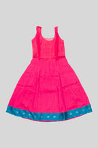 Skirt Image of Pink Readymade Cotton Pavadai Set with Zari Butta on the body and Fancy Border