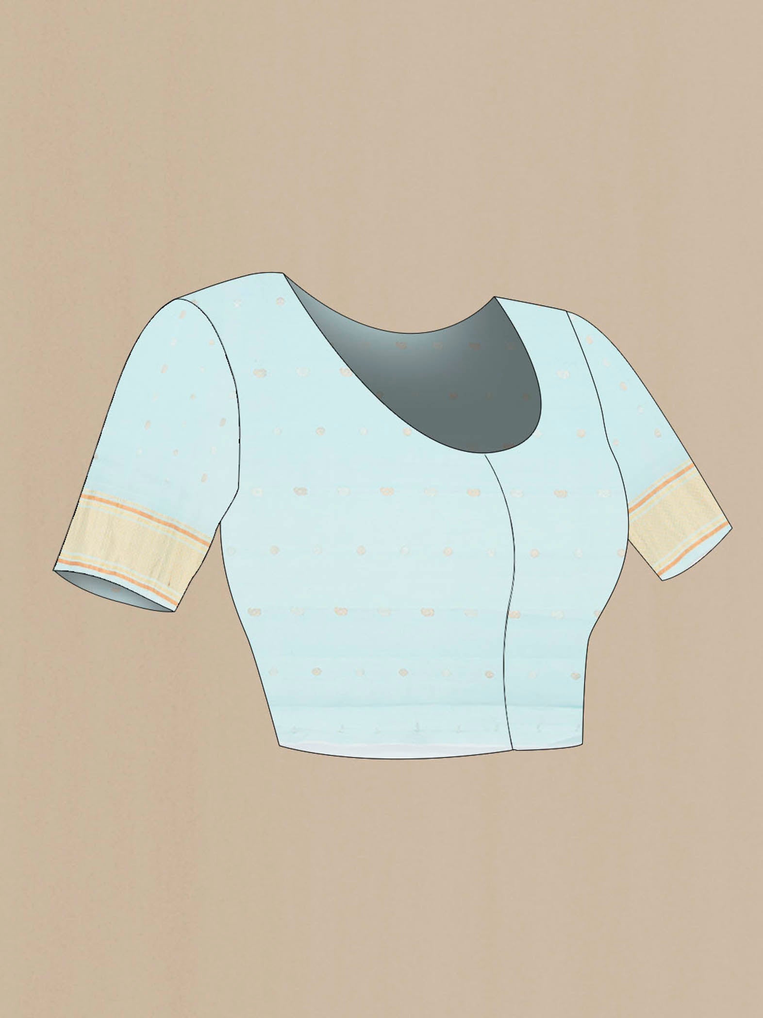 Close up image of the blouse of Purple Gadwal Silk Saree with Zari Butta on the body and Silk Border