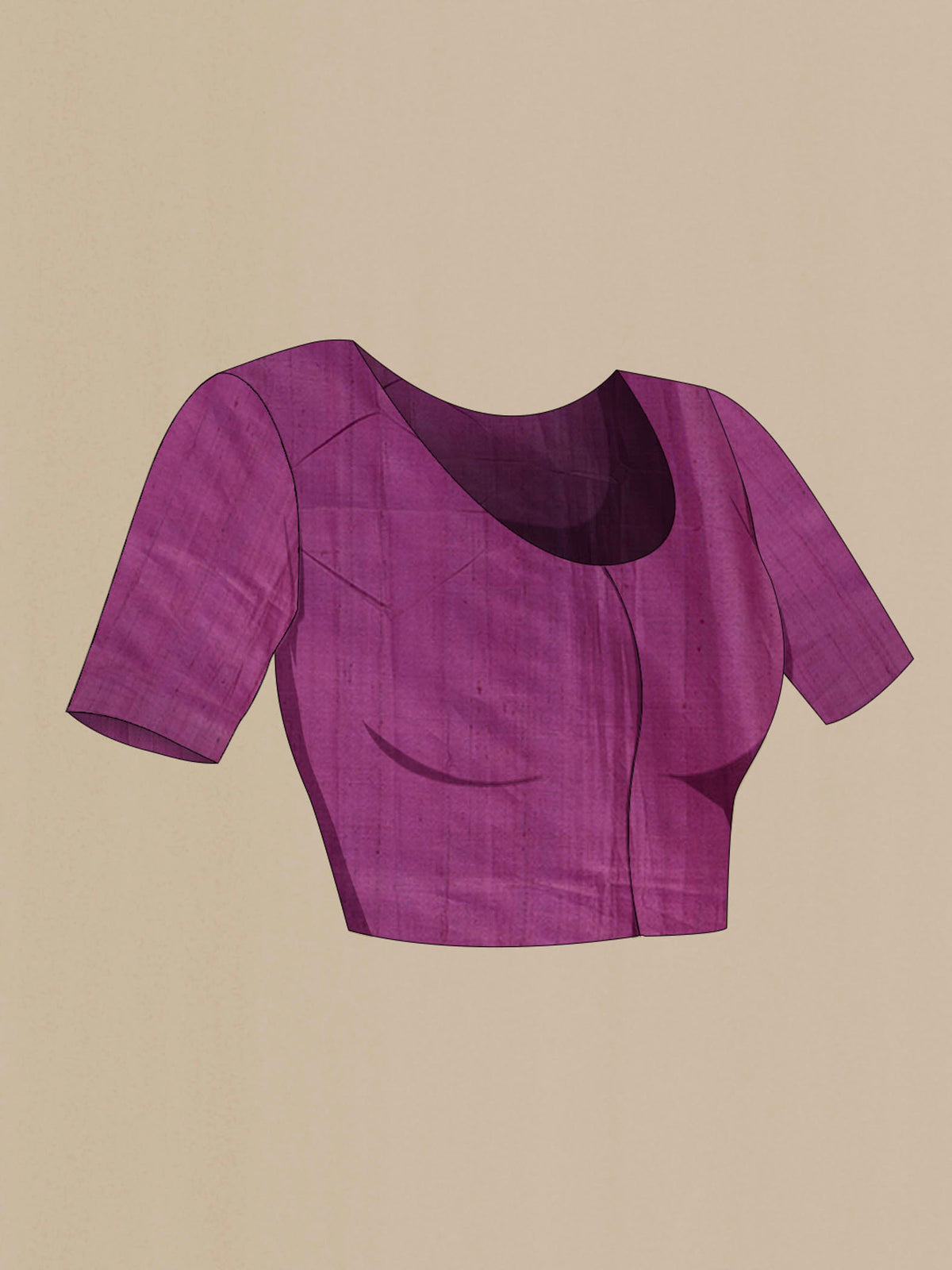 Close up image of the blouse of Blue Tussar Silk Saree with Thread Butta on the body and Thread Border