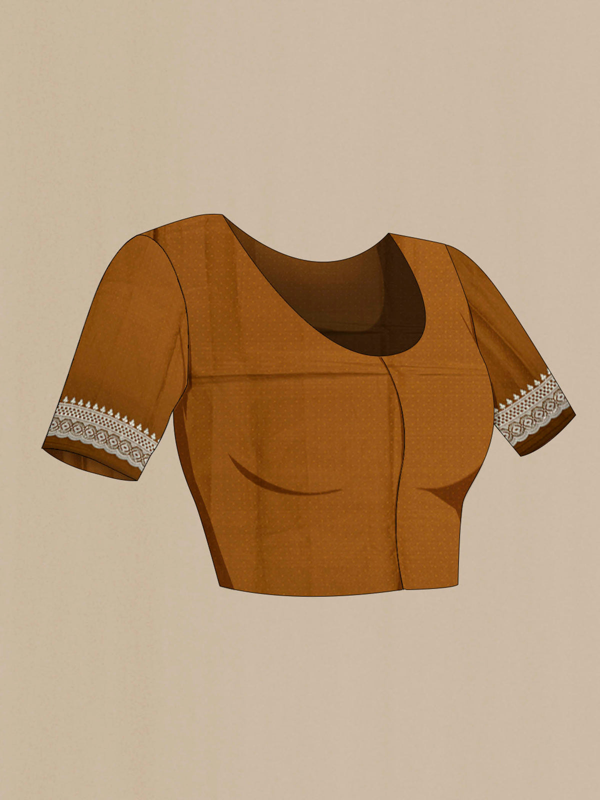 Close up image of the blouse of Bronze Art Silk Saree with Embroidery on the body and Fancy Border