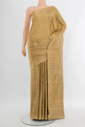 Sandal Banarasi Tanchoi Silk Saree with Jacquard design on the body and Thread Border.  displayed on a mannequin