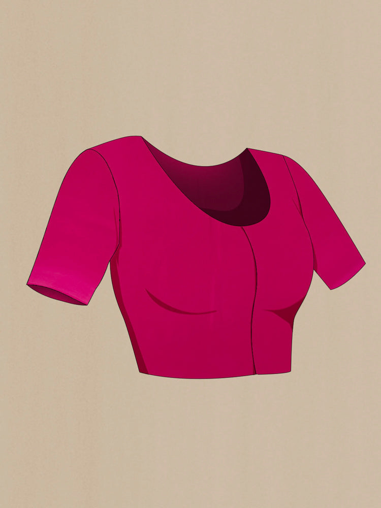 Close up image of the blouse of Yellow Mysore Crepe Saree with Plain Body and Silk Border. 