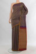 Pure Silk Navy Blue Kanjivaram Saree with Jacquard design on the body and Zari Border.  displayed on a mannequin