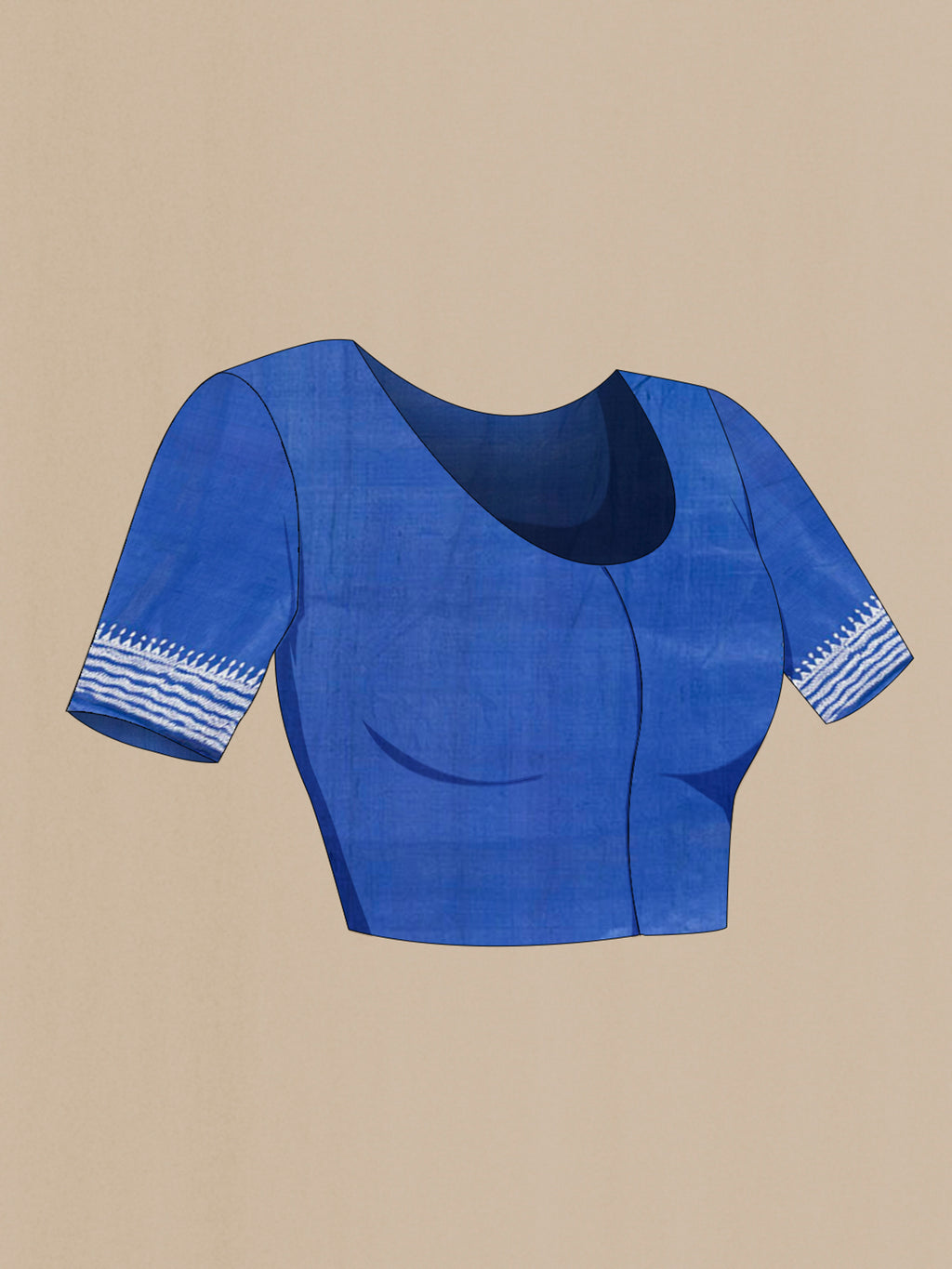 Close up image of the blouse of Green Tussar Silk Saree with Kantha Work on the body and Embroidery Border. 