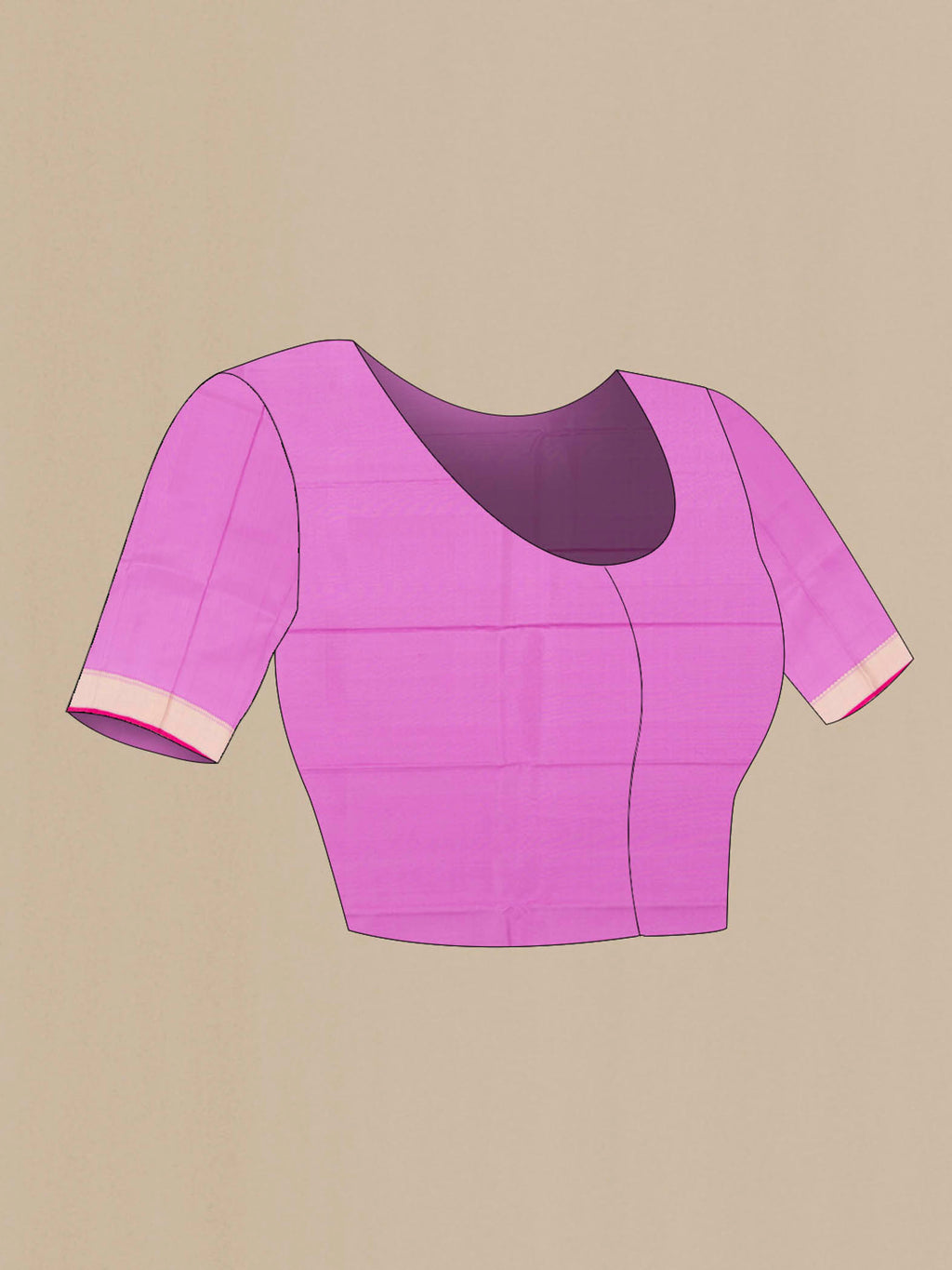 Close up image of the blouse of Lavender Kanchipuram Silk Saree with Zari Butta on the body and Silk Border
