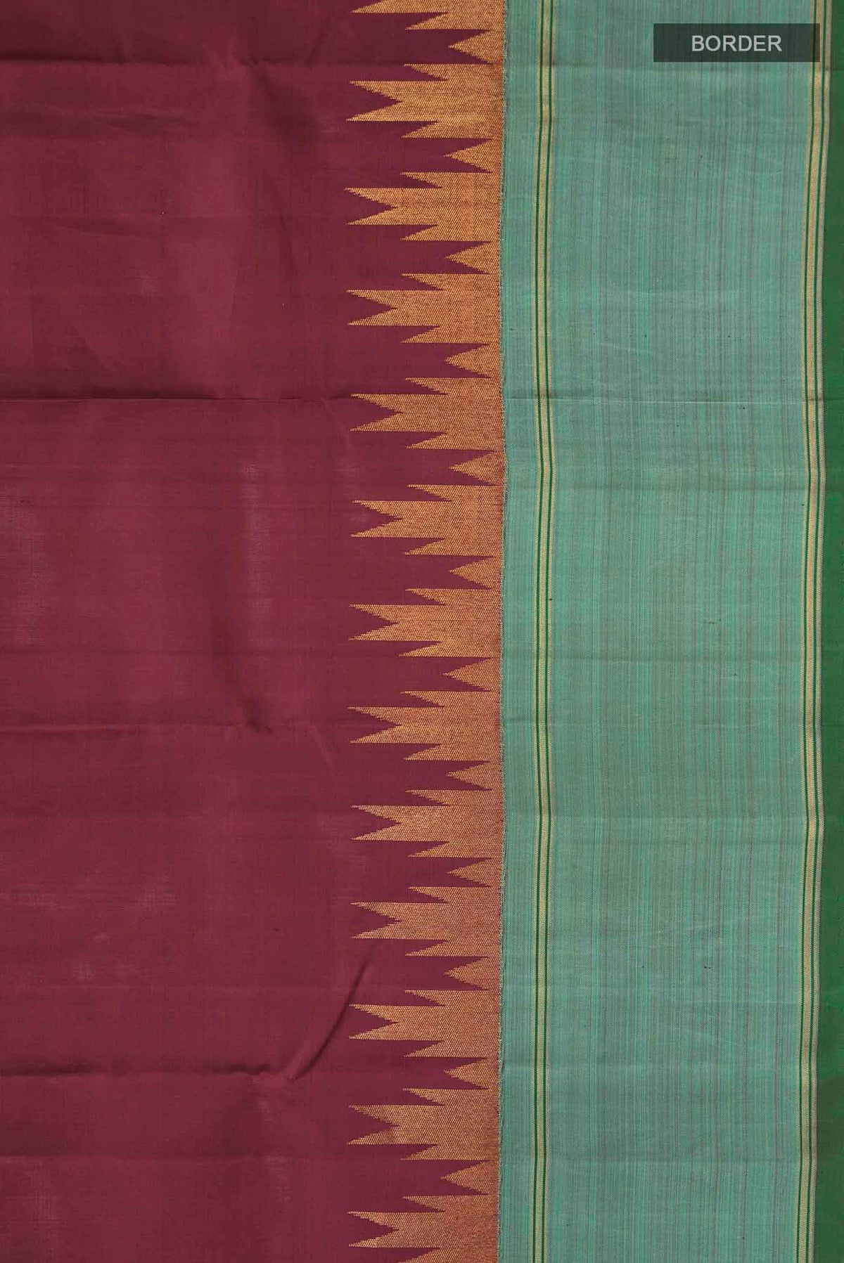 Border image of Maroon Kanchipuram Silk Saree with Plain Body and Zari Border