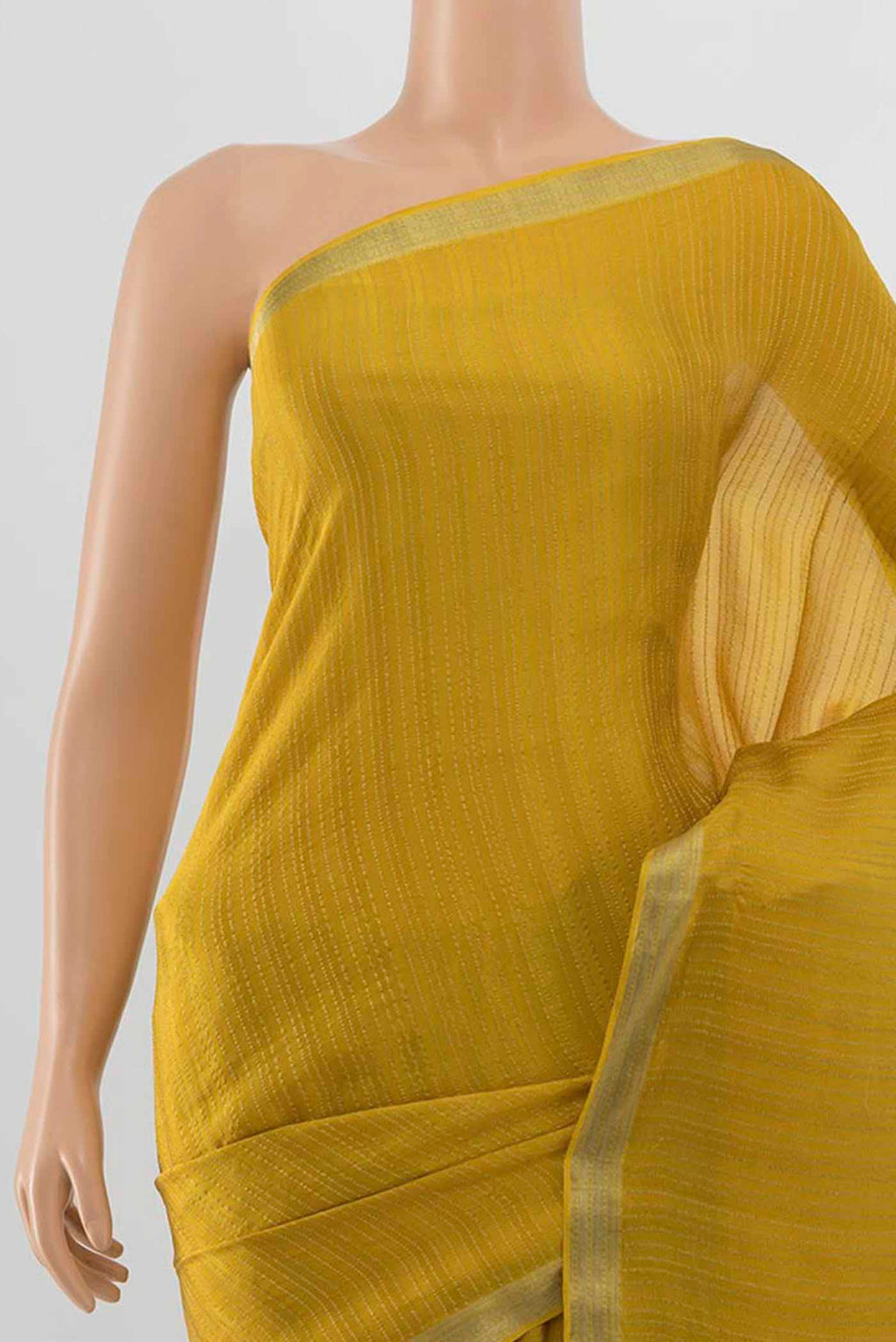 Border image of Mehandi Green Georgette Saree with Zari Brocade on the body and Silk Border