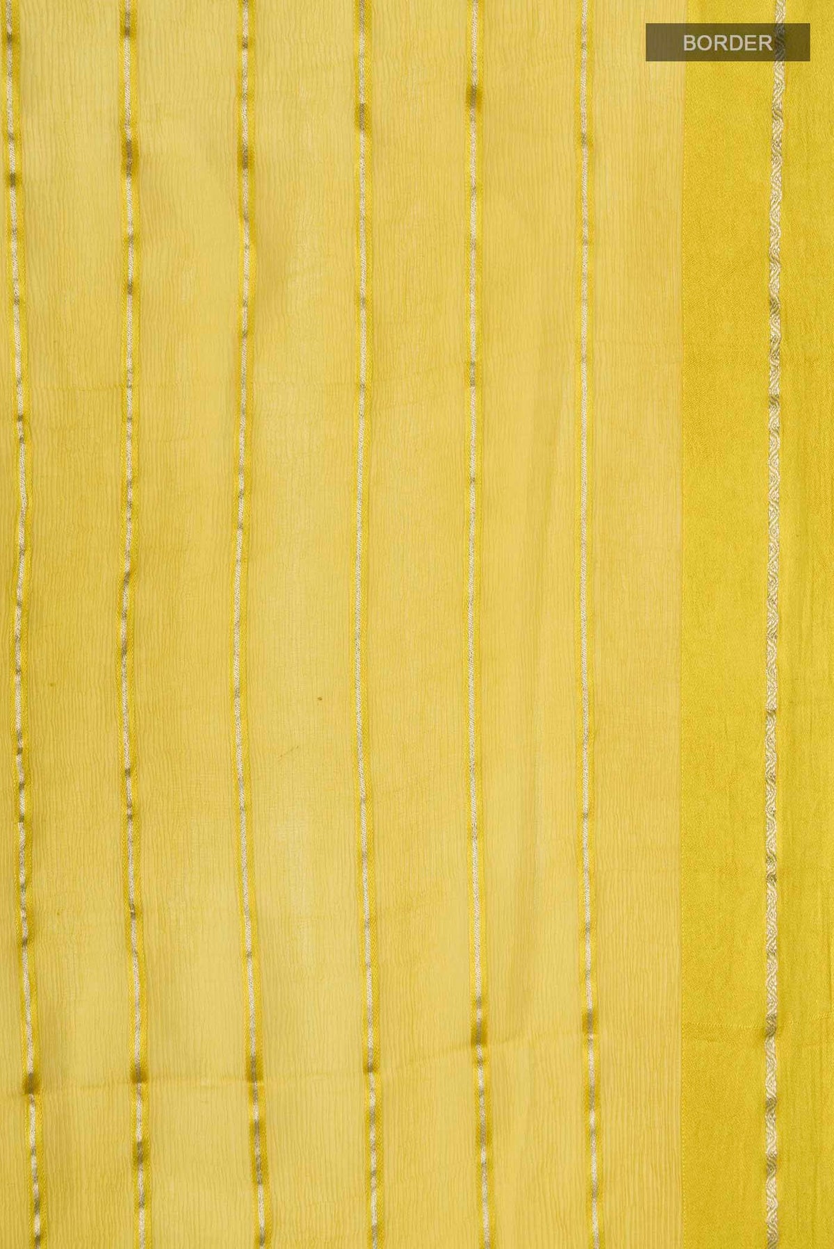 Border image of Green Mysore Chiffon Saree with Stripes on the body and Zari Border