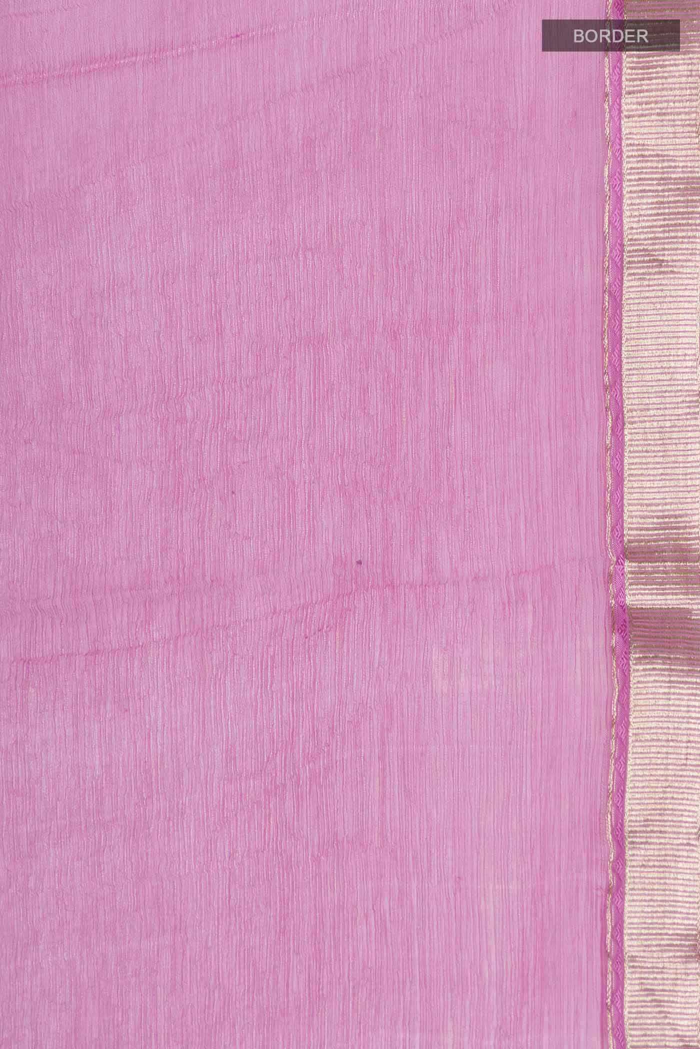 Border image of Pink Chiffon Saree with Plain Body and Zari Border