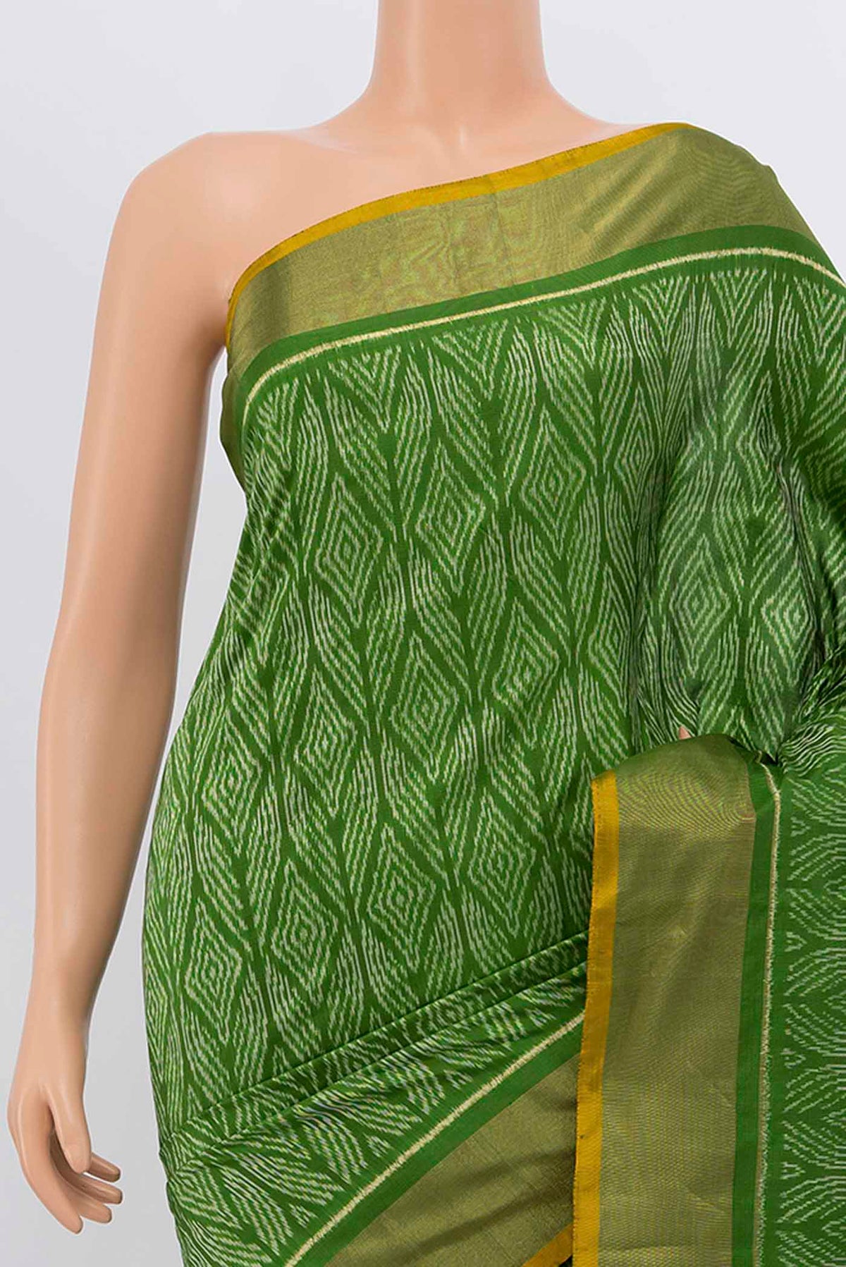 Border image of Green Pochampally Silk Saree with Zari Brocade on the body and Silk Border