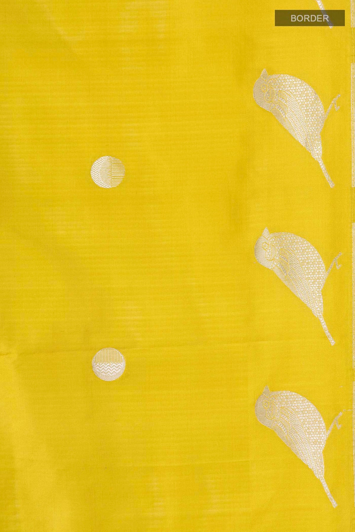 Border image of Yellow Banarasi Silk Saree with Zari Butta on the body and Zari Border