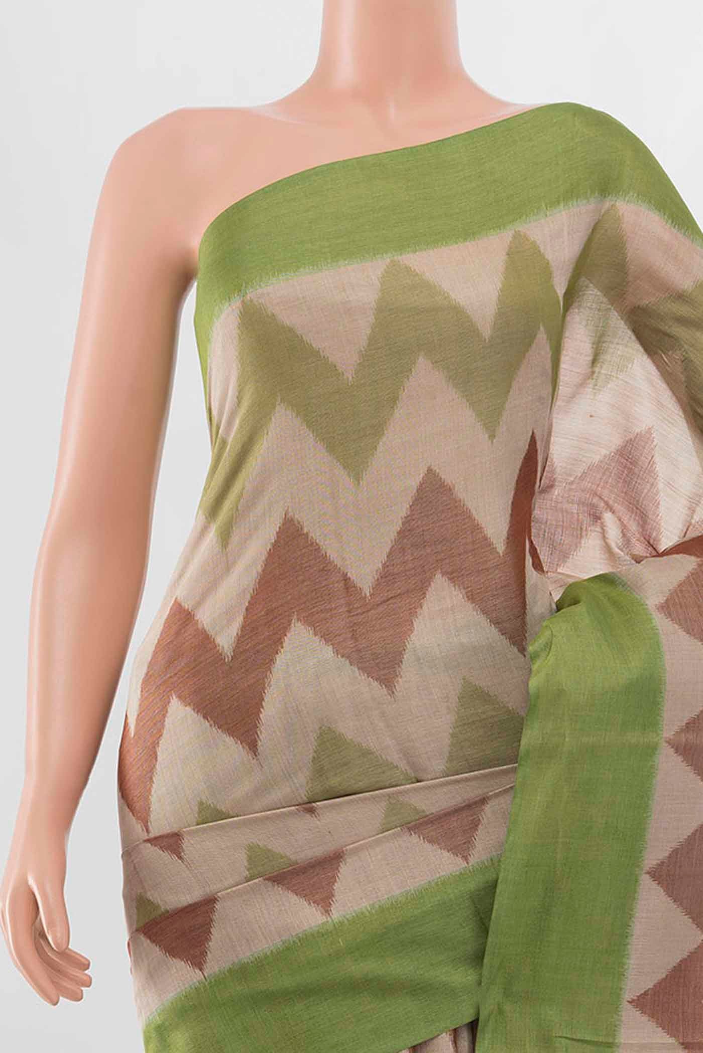 Border image of Pista Green Tussar Silk Saree with Zari Brocade on the body and Silk Border