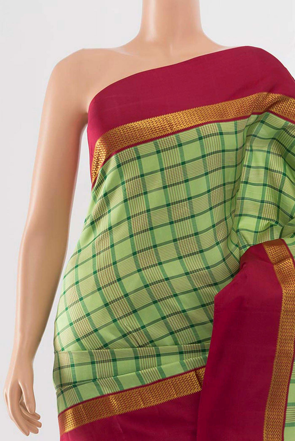 Border image of Light Green Kanjivaram Silk Saree with Zari Butta on the body and Silk Border. 