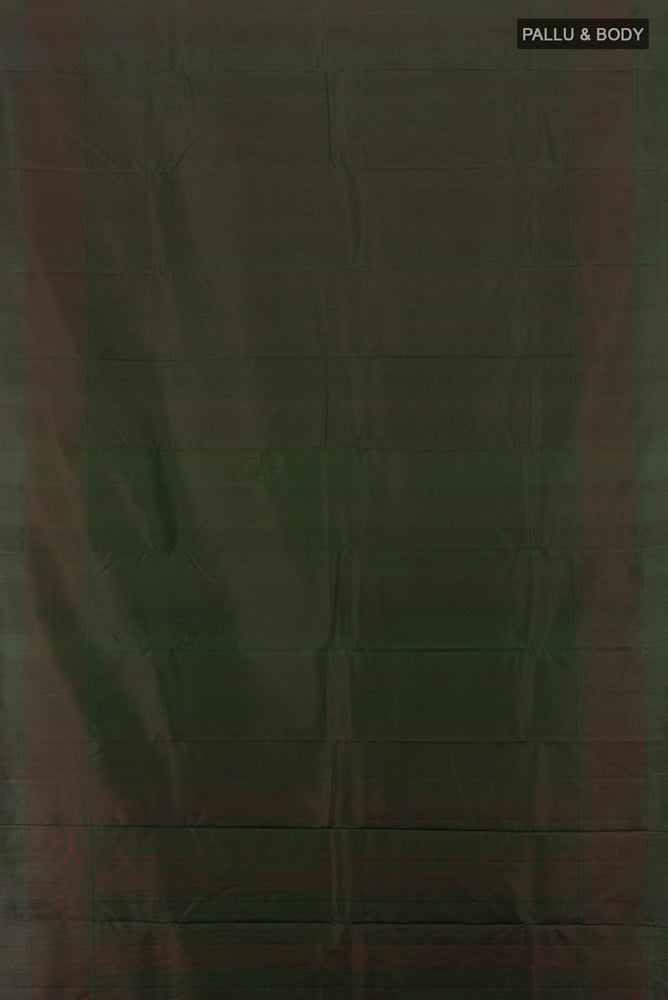 Flat view of Mint Green Soft Silk Saree with Plain Body and Silk Border. 