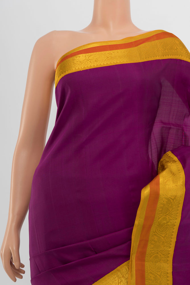 Border image of Purple Kanjivaram Silk Saree with Plain Body and Silk Border. 