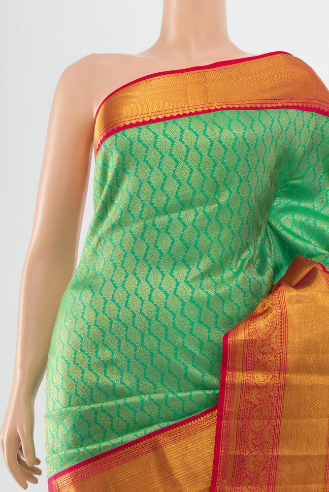 Border image of Light Green Kanjivaram Silk Saree with Zari Butta on the body and Silk Border. 