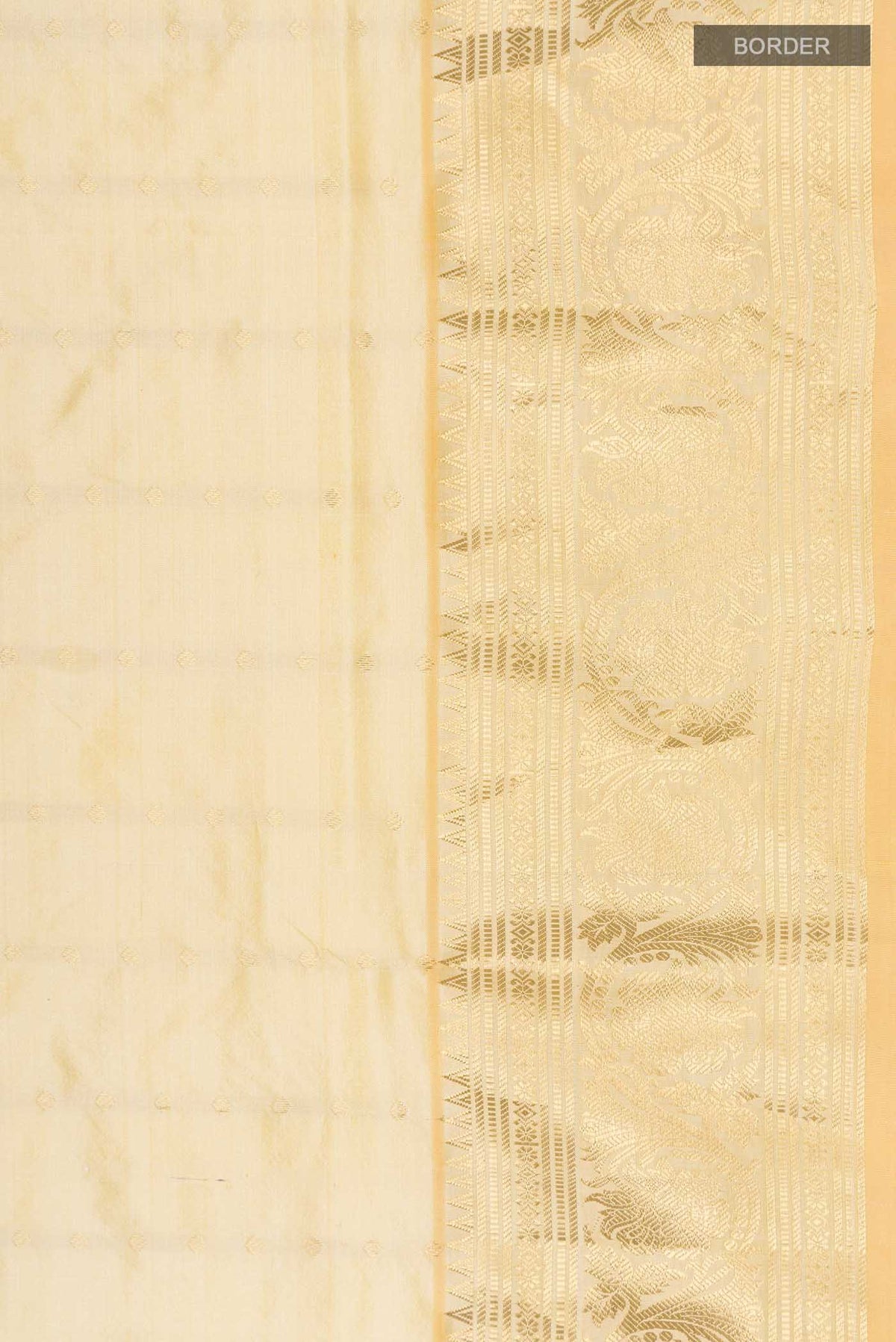 Border image of Beige Bangalore Silk Saree with Zari Butta on the body and Zari Border
