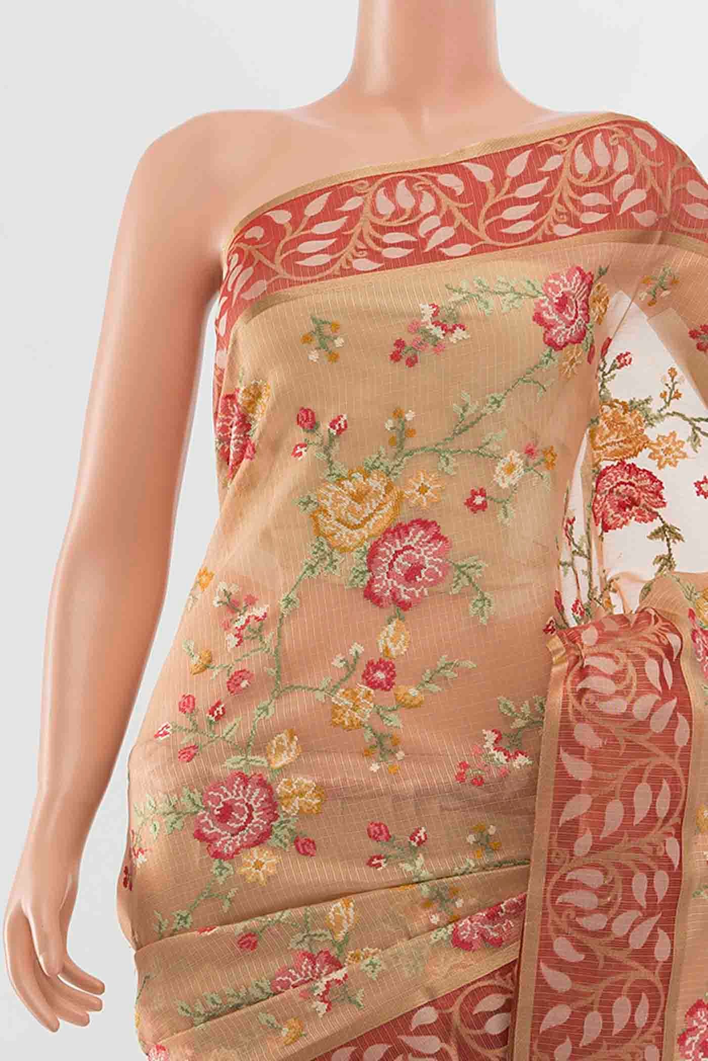 Border image of Beige Art Silk Saree with Zari Butta on the body and Silk Border