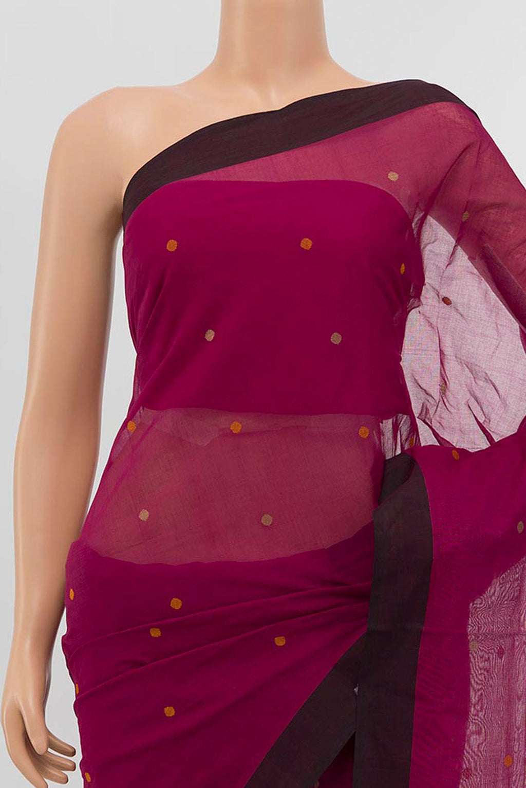 Border image of Purple Coimbatore Cotton Saree with Thread Butta on the body and Thread Border