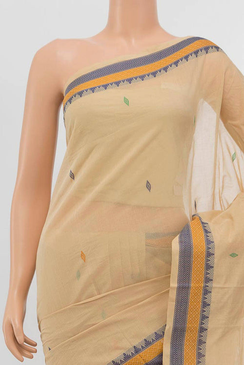 Border image of Beige Coimbatore Cotton Saree with Thread Butta on the body and Thread Border