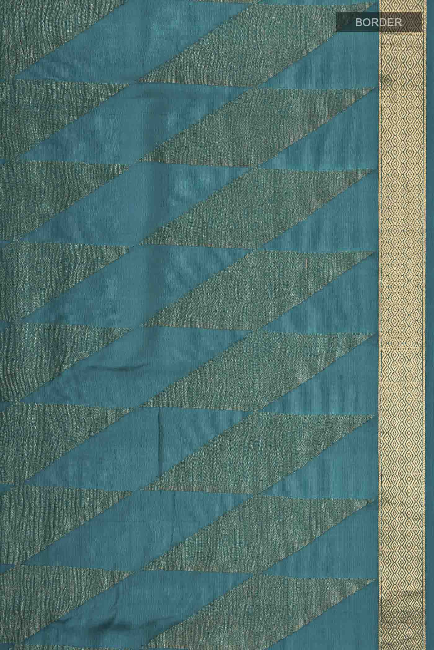 Border image of Teal Mysore Georgette Saree with Zari Butta on the body and Zari Border