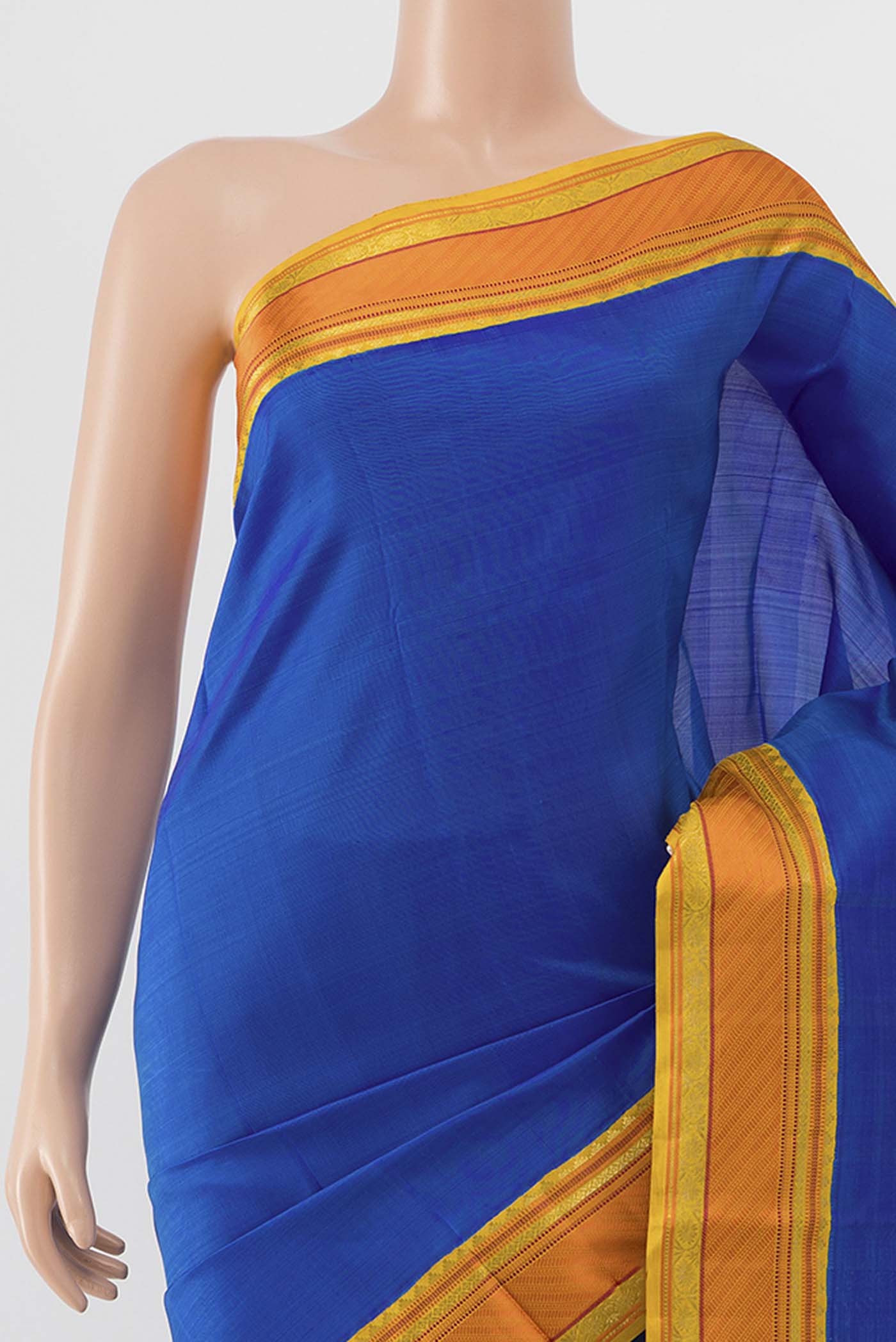 Border image of Blue Kanchipuram Silk Saree with Zari Butta on the body and Silk Border