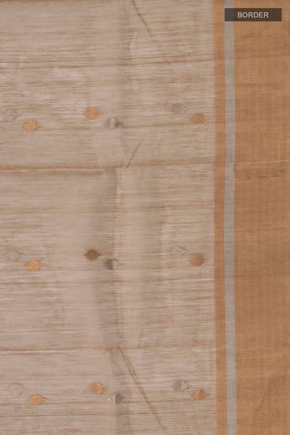 Border image of Beige Chanderi Silk Cotton Saree with Zari Butta on the body and Zari Border