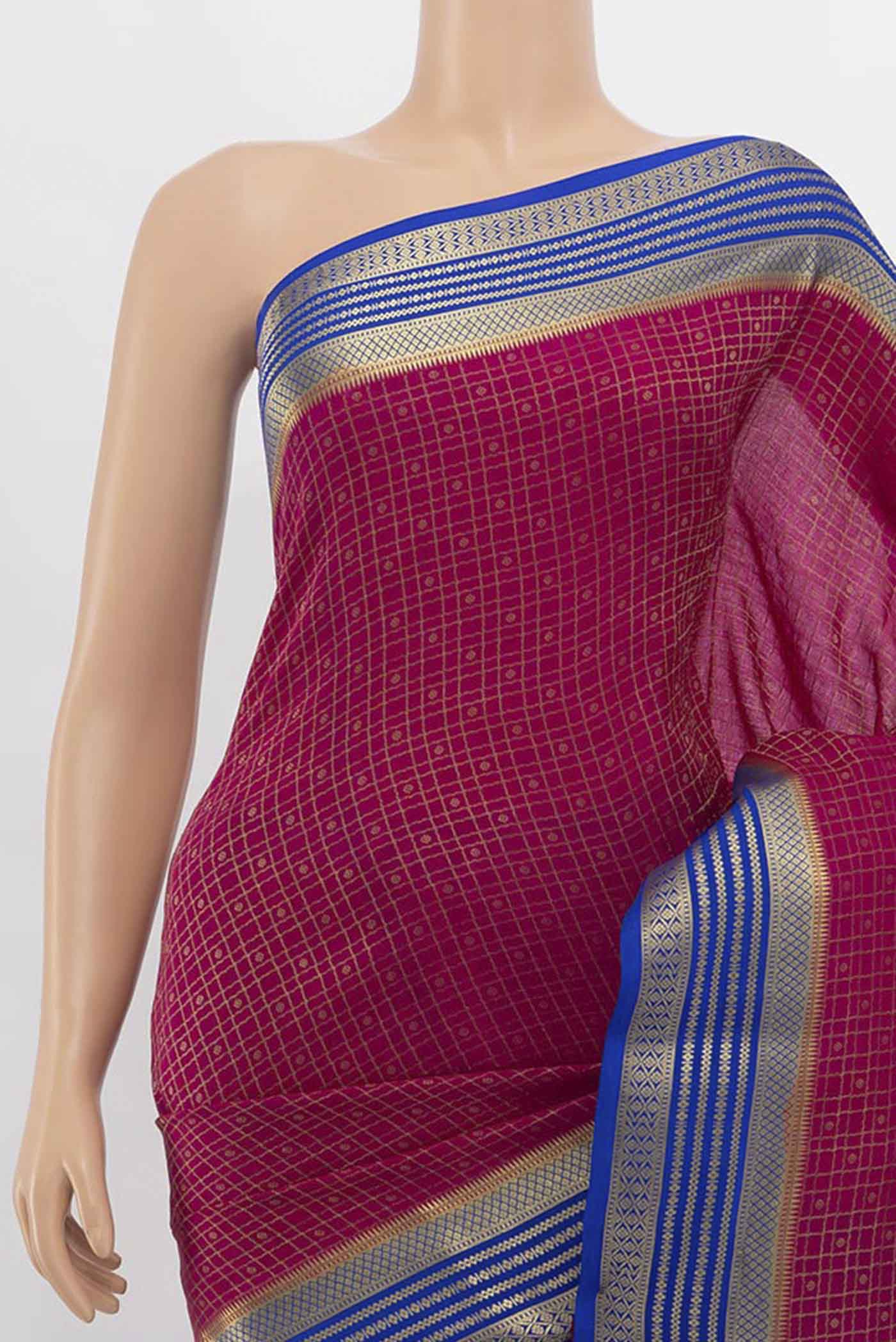 Border image of Magenta Mysore Crepe Saree with Zari Butta on the body and Silk Border. 