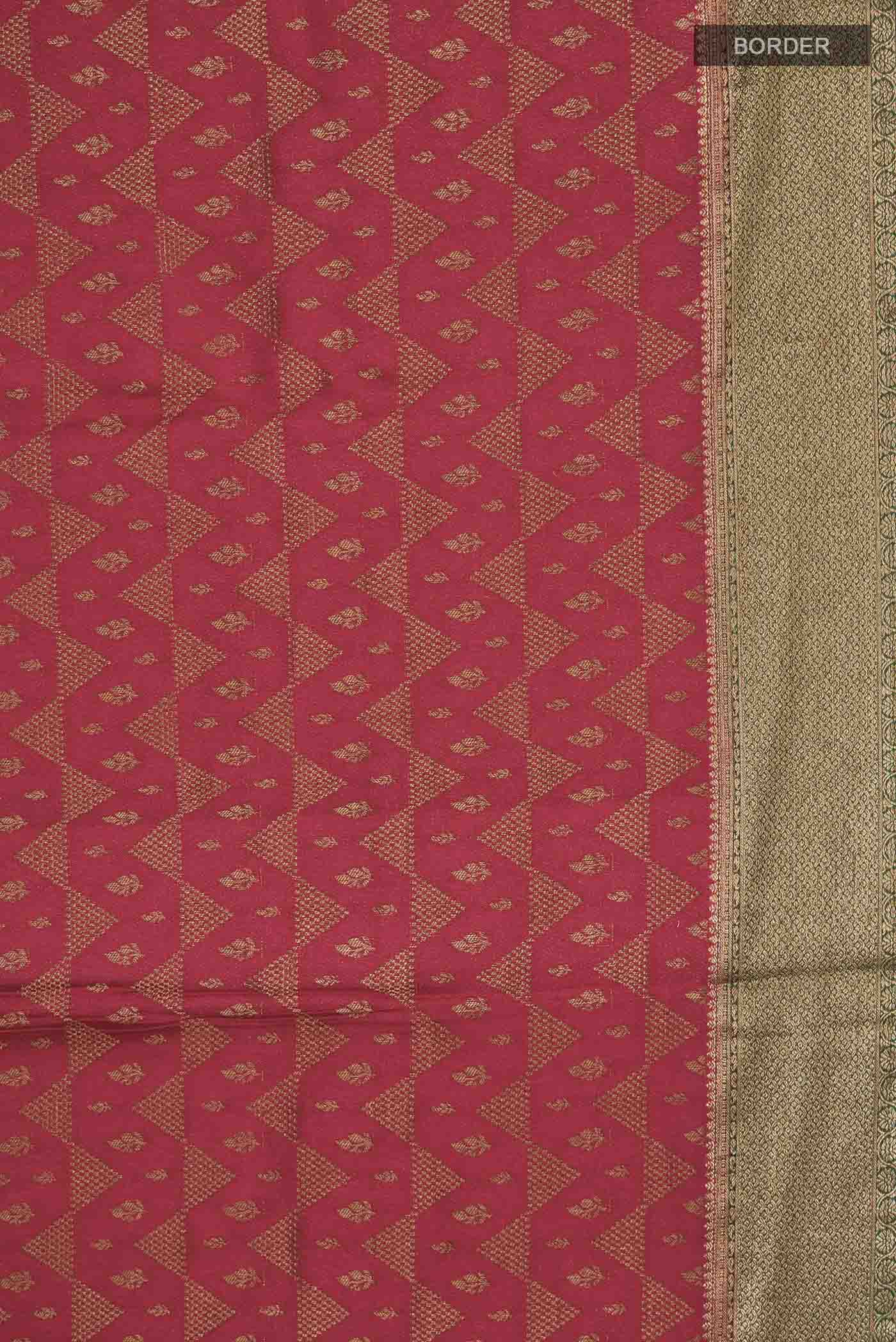 Border image of Maroon Mysore Crepe Saree with Zari Brocade on the body and Zari Border