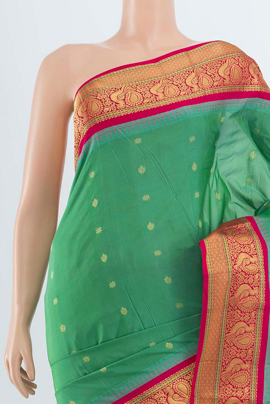Border image of Light Green Bangalore Silk Saree with Zari Butta on the body and Silk Border. 