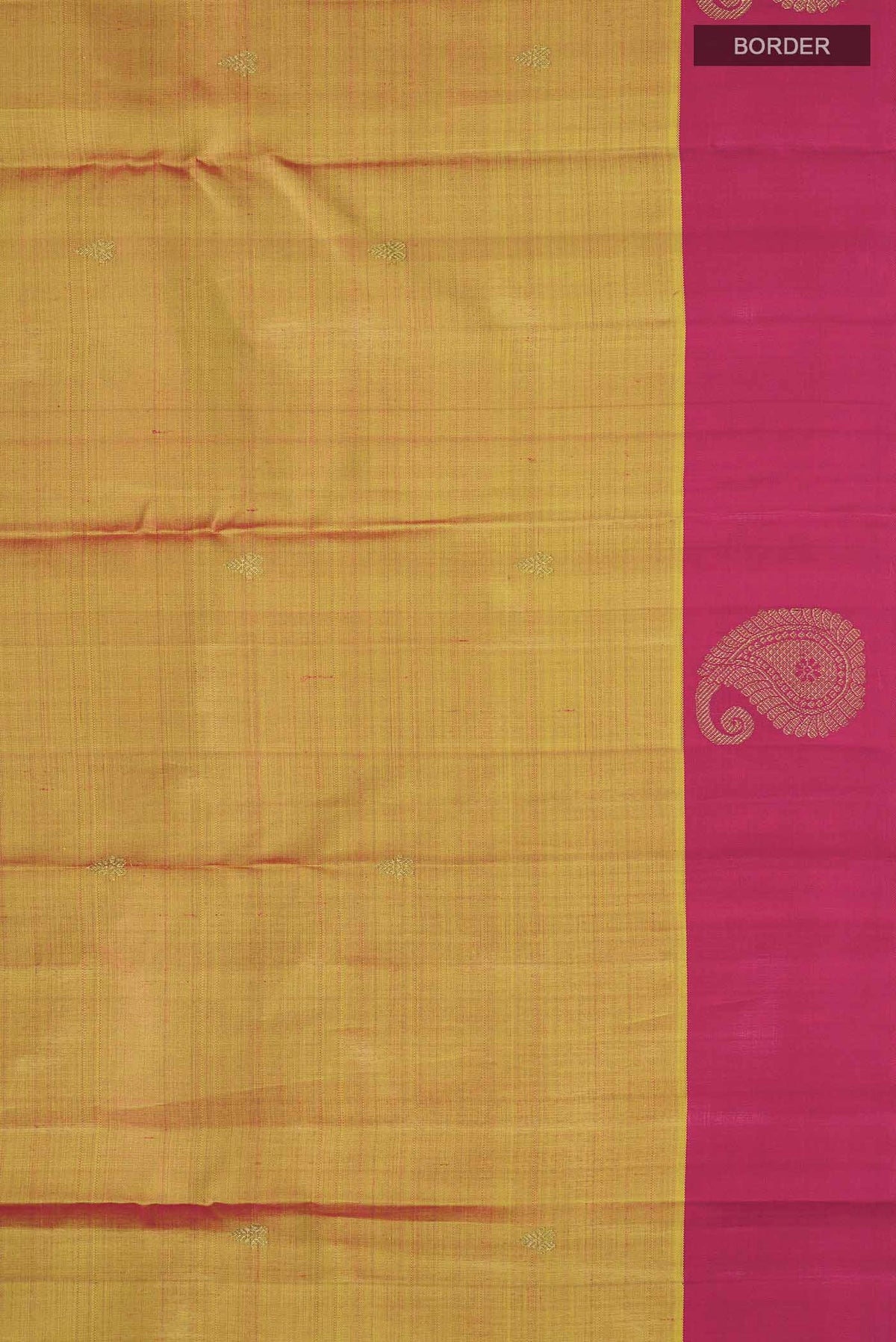 Border image of Mustard Kanchipuram Silk Saree with Zari Butta on the body and Zari Border