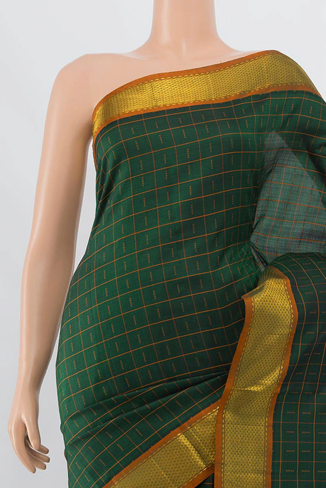 Border image of Green Kanchipuram Silk Saree with Zari Butta on the body and Silk Border. 
