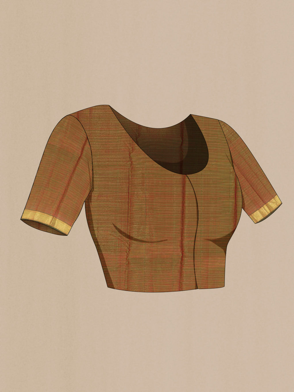Close up image of the blouse of Imperial Pink Kanchipuram Silk Saree with Zari Butta on the body and Silk Border. 