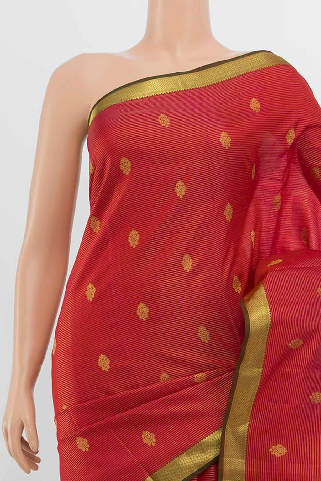 Border image of Imperial Pink Kanchipuram Silk Saree with Zari Butta on the body and Silk Border. 
