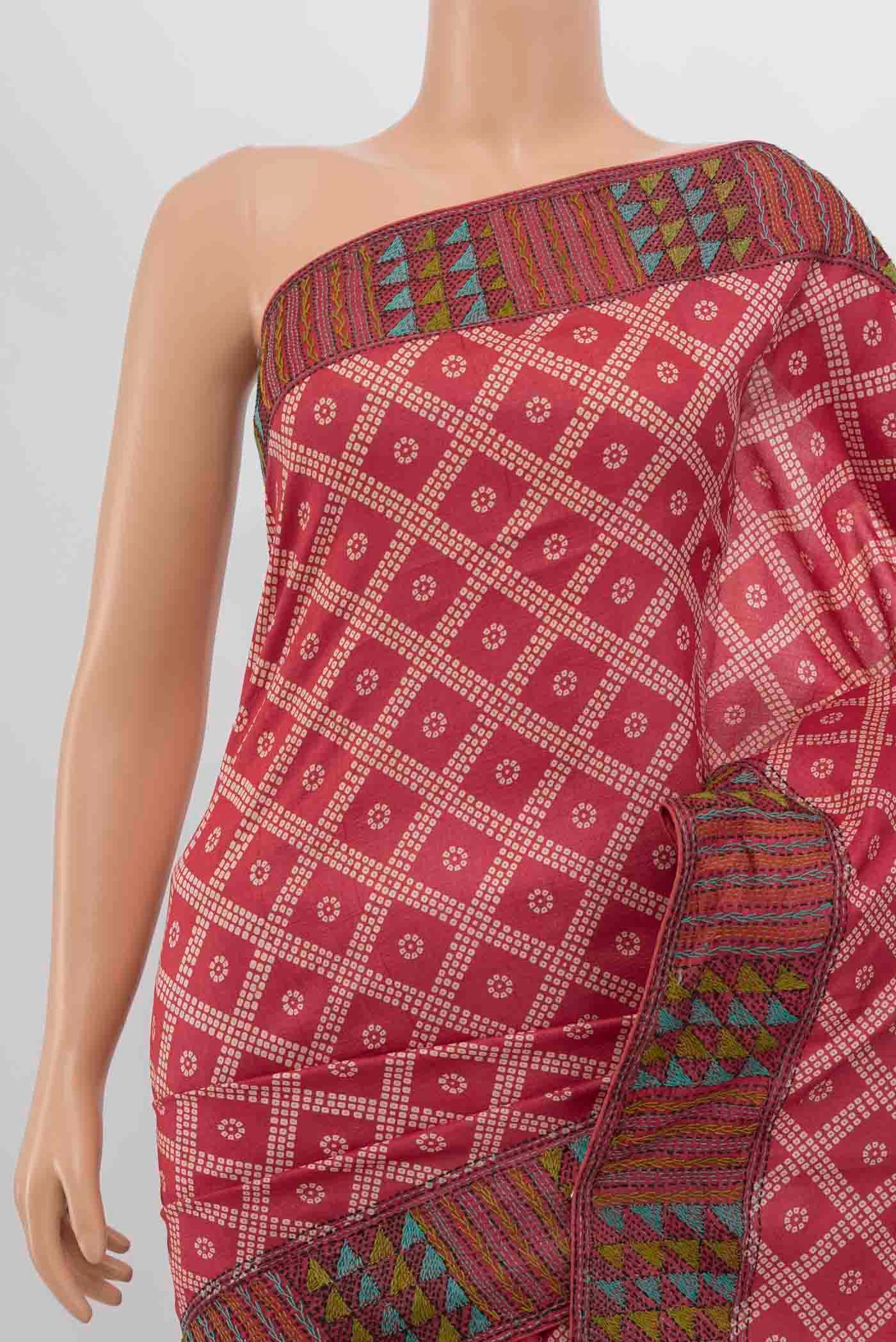 Border image of Imperial Pink Tussar Silk Saree with Zari Butta on the body and Embroidery Border