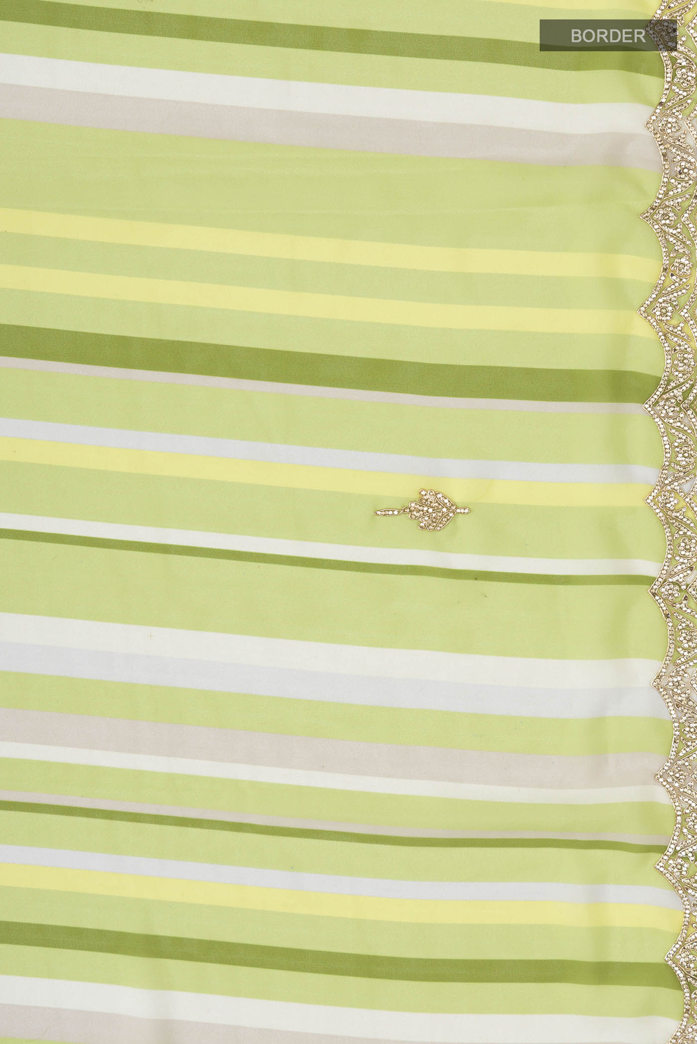 Border image of Green Georgette Saree with Embroidery on the body and Embroidery Border
