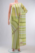 Green Georgette Saree with Embroidery on the body and Embroidery Border displayed on a mannequin