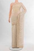 Cream Blended Tissue Silk Saree with Embroidery on the body and Embroidery Border.  displayed on a mannequin