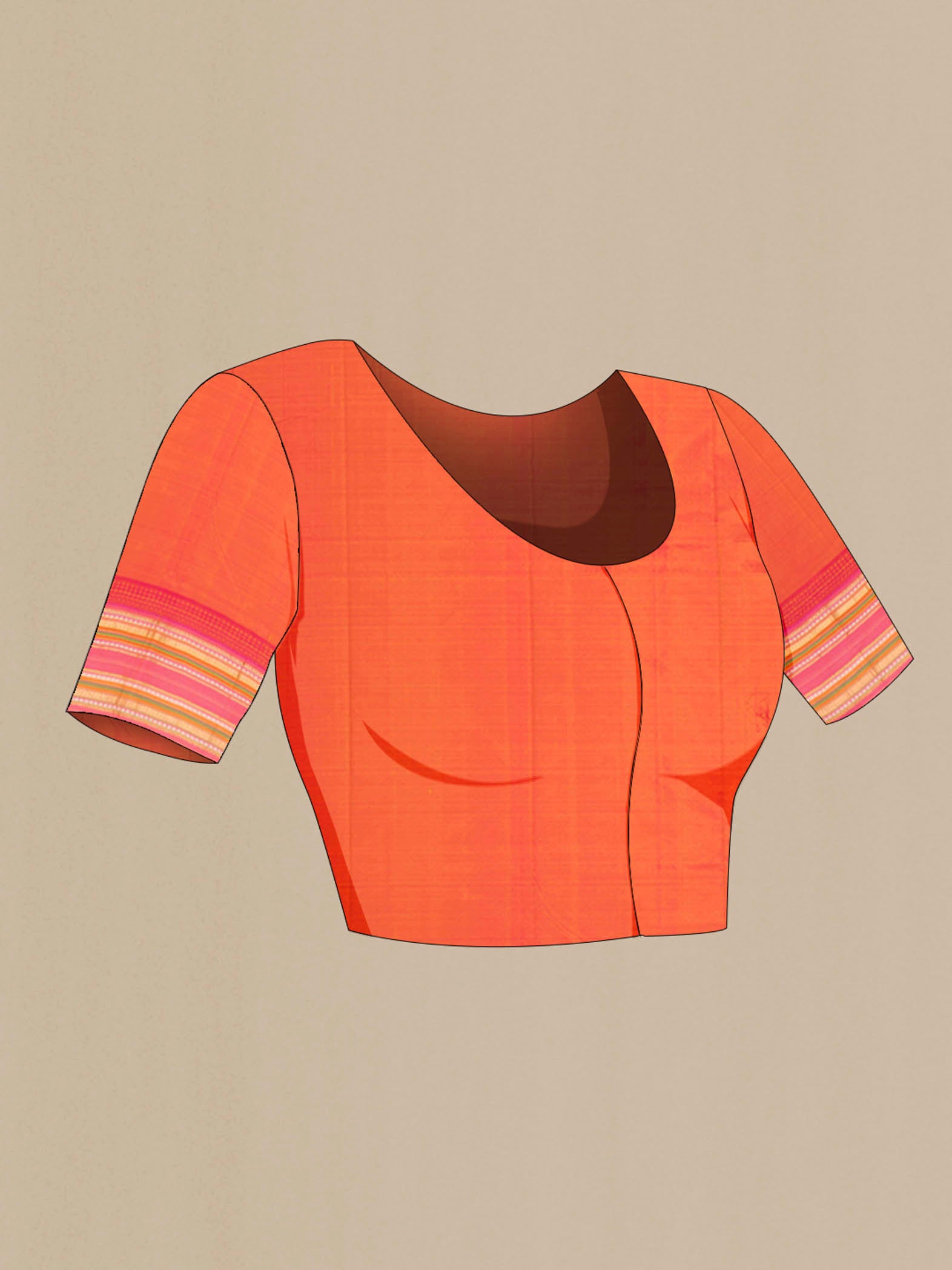 Close up image of the blouse of Deep Red Bangalore Silk - kadyal Saree with Zari Butta on the body and Fancy Border