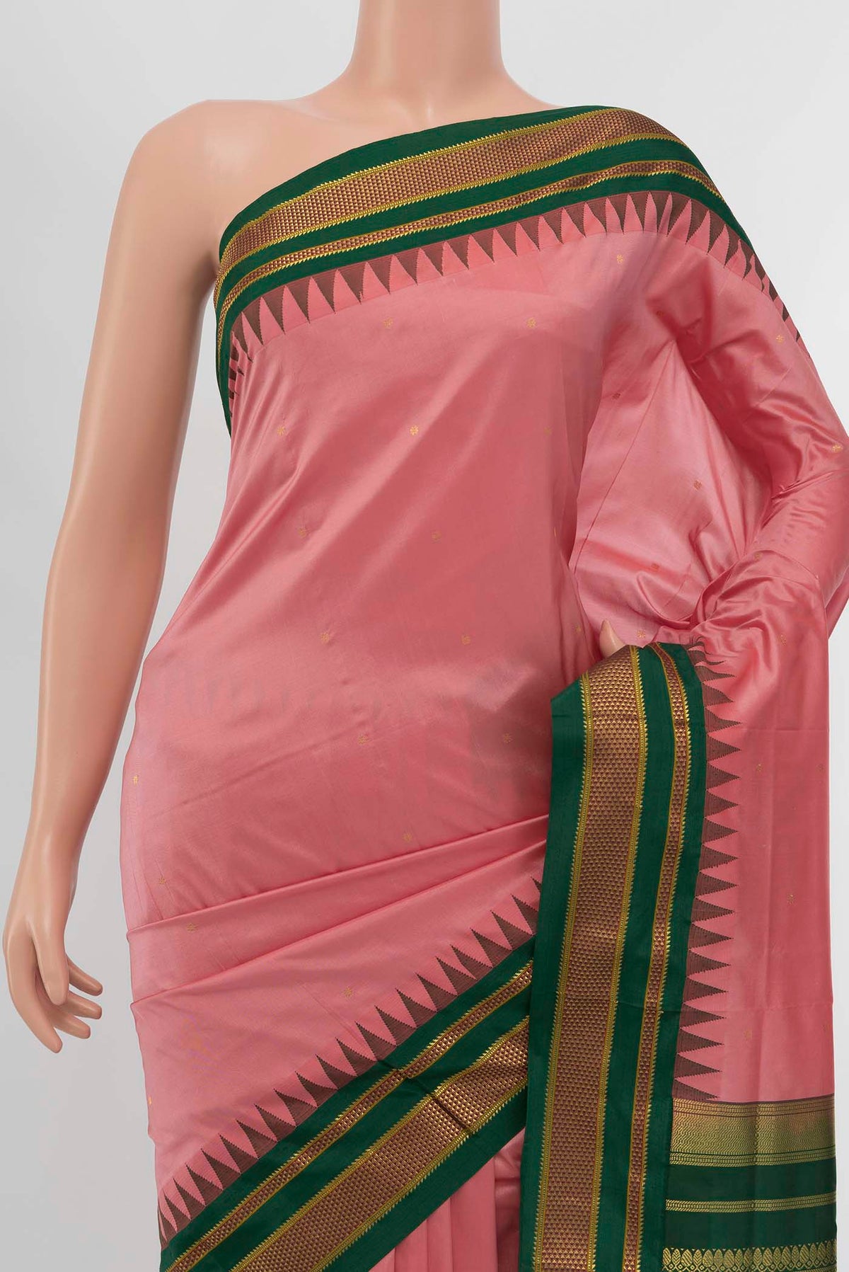 Border image of Peach Bangalore Silk - kadyal Saree with Zari Butta on the body and Silk Border